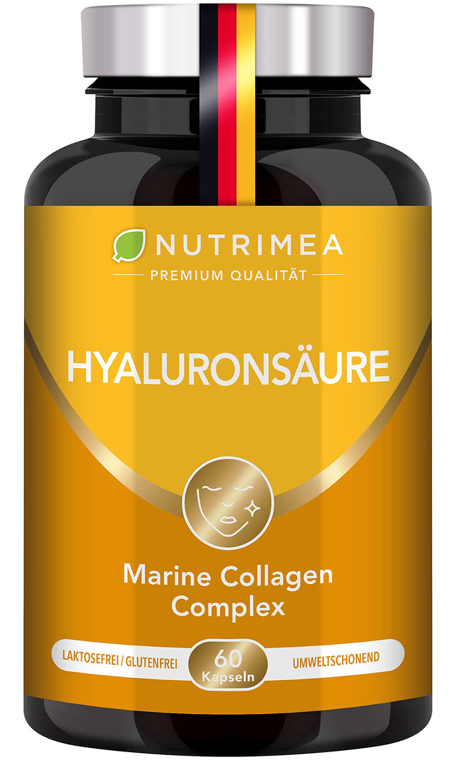 Hyaluronic Acid Collagen Complex | Premium Hyaluronic Acid Enriched with Vitamin C + Vitamin A | 60 High-Dose Capsules | For smooth skin, anti-aging &amp; joints