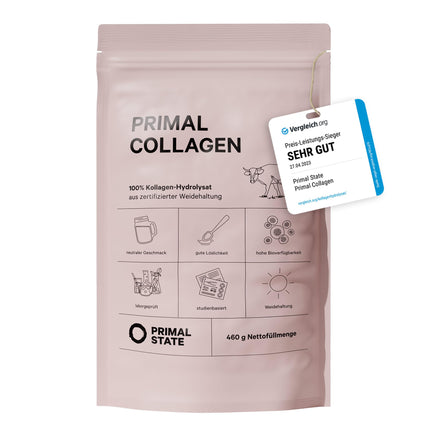 Primal State® Collagen Powder [460g] - Tasteless - Premium Collagen Hydrolysate - Peptides Type 1 and 3 - Perfect Solubility