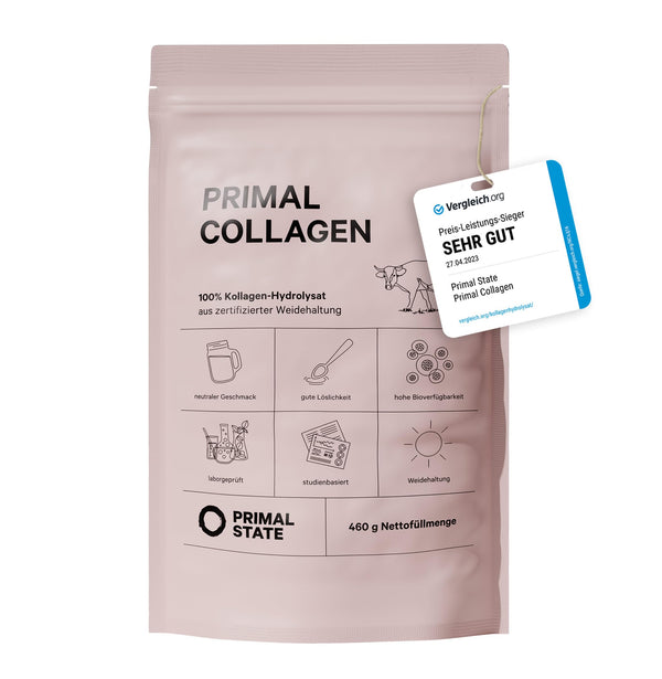 Primal State® Collagen Powder [460g] - Tasteless - Premium Collagen Hydrolysate - Peptides Type 1 and 3 - Perfect Solubility
