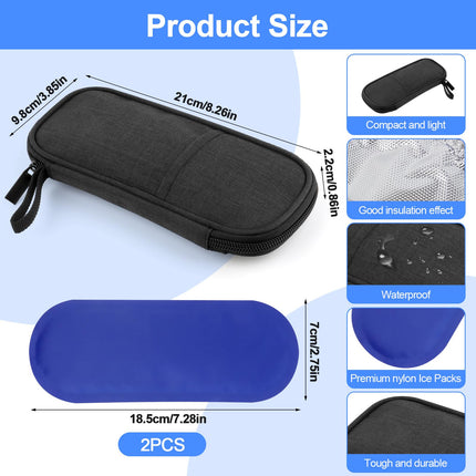 MXTIMWAN Insulin Pen Cooler Bag, Diabetic Medication Bag, Insulated Medication Bag Airplane, Cooler Diabetes Medication with 2 Ice Packs for Diabetic Supplies