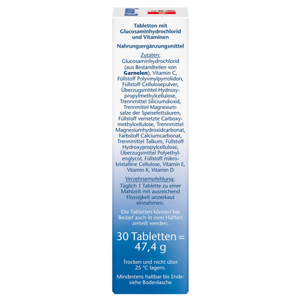 Doppelherz Glucosamine 1200 + D3 + K+ C – With vitamin C to contribute to normal collagen formation for normal cartilage function – 30 tablets