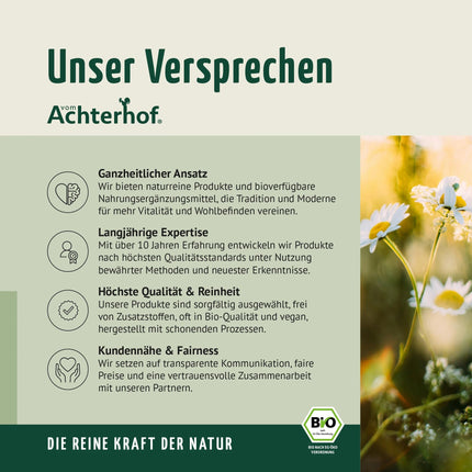 Barley Grass Capsules Organic Refill Pack 400 Capsules | 3000 mg per daily dose | Finely ground barley grass in capsule format | From controlled organic cultivation | No additives | From Achterhof