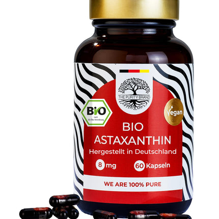 Organic Astaxanthin 60 Capsules - 2 Month Supply - High Dose 8mg - Pure Substance - Dietary Supplement - Vegan &amp; Laboratory Tested - The Purity Brand