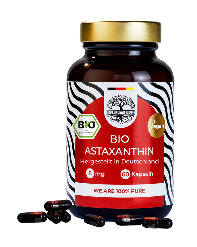 Organic Astaxanthin 60 Capsules - 2 Month Supply - High Dose 8mg - Pure Substance - Dietary Supplement - Vegan &amp; Laboratory Tested - The Purity Brand