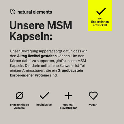 MSM Capsules - 365 vegan capsules - Laboratory-tested 1600mg methylsulfonylmethane (MSM) powder per daily dose - Without magnesium stearate, high dosage and produced in Germany