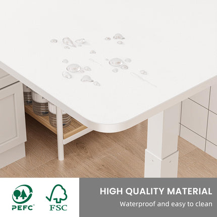 Dripex side table height-adjustable with wheels, nursing table for bed, small wooden computer table overbed table on wheels, sofa table bedside table for living room, bedroom, white