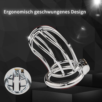 Metal Penis Cage Sex Toy for Men, Chastity Cage with 3 Ring Sizes and Two Different Locks, SM Bondage Tool for Penis Training (invisible lock, 50mm)