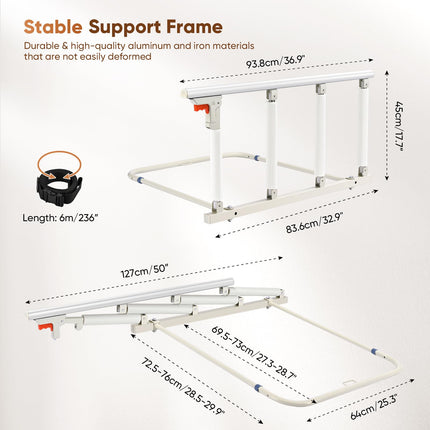 Ixdregan Bed Rail for Elderly Adult Safety, Folding Bed Assist Rail Handle, Fall Protection Hand Grip for Seniors, Fits King, Queen, Full, Twin (4 Handrails)