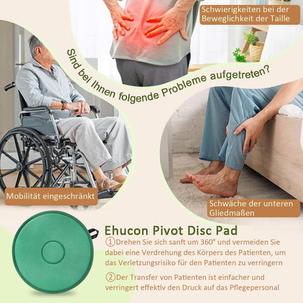 Ehucon Pivot Disc and Patient Transfer Board, Turning Devices for Elderly and Disabled People, Easy Turning Aids from Bed to Wheelchair, Chair or Car, 15.7 Inch Diameter