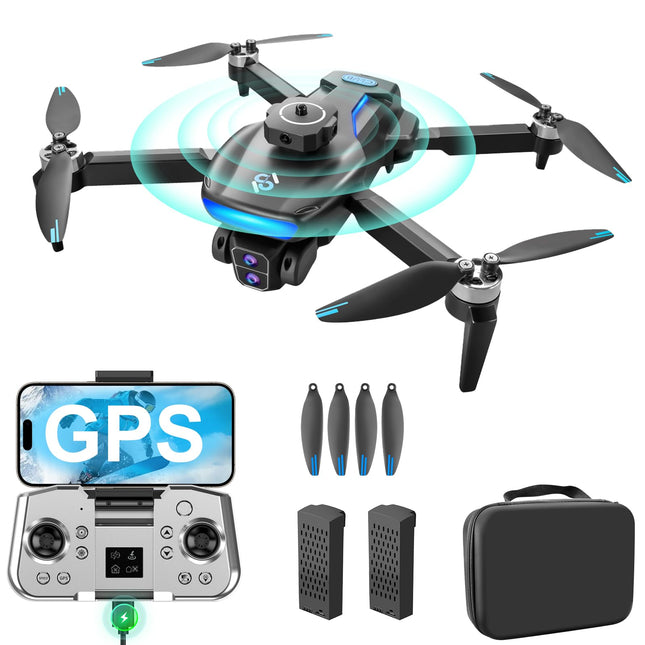OBEST GPS Drone with 4K Camera, 5G WiFi Transmission, FPV RC Quadcopter, 360° Obstacle Avoidance, Intelligent Return, Rechargeable Handle for Remote Control, 2 Batteries