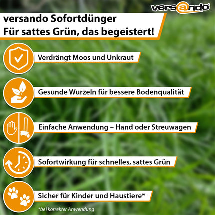 versando 10kg lawn fertilizer spring summer up to 500m²: displaces moss and weeds for a healthy, lush green lawn. Spring fertilizer with immediate effect - premium quality.