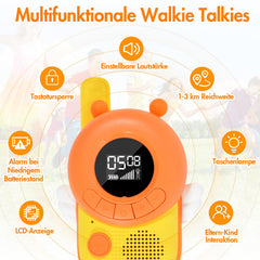 Uzoli Walkie Talkie Kids for 3-12 Years 20 Channels 3km Range Flashlight Radio for Adventure Camping Radio Toy as Back to School Gift K22
