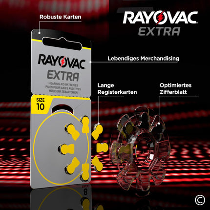 80 hearing aid batteries Rayovac Extra 10. - 10 blisters of 8 batteries