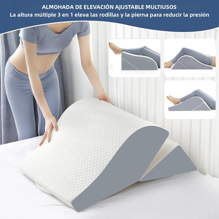 2PCS Leg Elevation Wedge Pillow for Sleeping, Leg Wedge Pillow after Knee Replacement after Surgery, Leg Wedges for Elevation for Swelling, Circulation, Adjustable 3-in-1 Height Foam Pillow Wedge