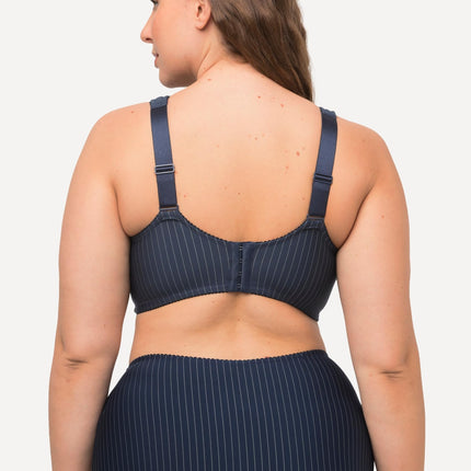 Ulla Popken Women's Support Bra, Non-Wired, Rhinestone Pendant, Cup C - G BRA, Midnight Blue, 105C