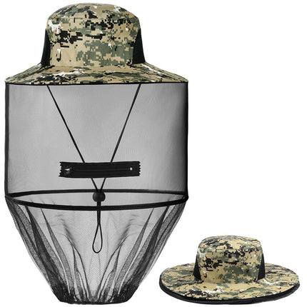 AOGOE Head Net Face Mesh Head Cover, Hat with Mosquito Net, Mosquito Head Net Head Protection Net for Optimal Visibility, Washable, Mosquito Net Hat for Outdoor Lovers, Climbing, Fishing, Beekeeping (Khaki)