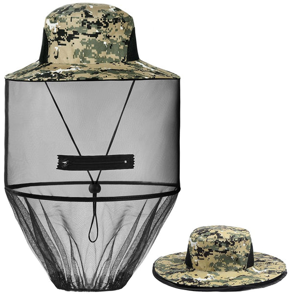 AOGOE Head Net Face Mesh Head Cover, Hat with Mosquito Net, Mosquito Head Net Head Protection Net for Optimal Visibility, Washable, Mosquito Net Hat for Outdoor Lovers, Climbing, Fishing, Beekeeping (Khaki)