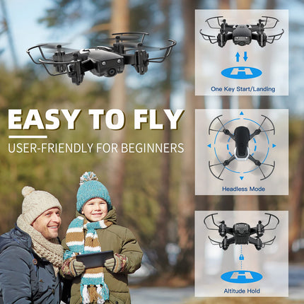 Mini Drone with 720P Camera for Kids, TEEROK RC FPV Quadcopter with WiFi Live Transmission, 2 Batteries, Long Flight Time, Altitude Hold, One Key Takeoff/Landing, Headless Mode, 3D Flips for Beginners