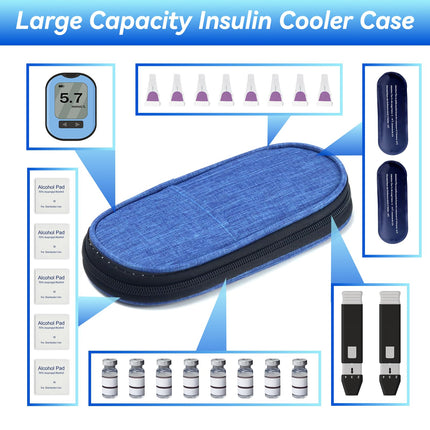 roargy Portable Medication Cooler Bag, Diabetic Insulin Carrying Case with 2 Ice Packs, Blue, Diabetic Cooler Bag