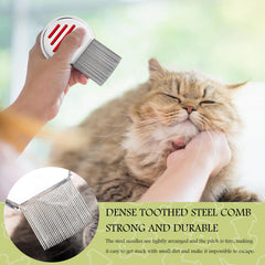 2 Pack Smooth Lice Comb, Stainless Steel Extra Fine Nits Comb, Reusable Metal Lice Comb, For Children, Pets and Adults, Head Lice Treatment (Red and Green)