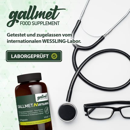 GALLMET Natural 60x Ox Bile 125mg Bile Salt naturally supports digestive problems, fat digestion, support after gallstones - Ox bile capsules 125 mg per capsule - Made in EU