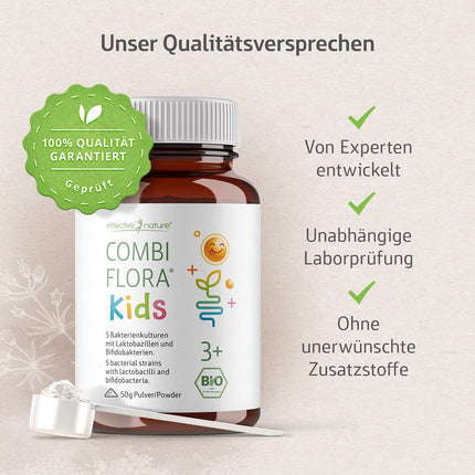Combi Flora Kids Organic - 50 g - With Bifidobacterium &amp; Lactobacillus for children - Powder with measuring spoon - With 5 bacterial strains for children from 3 years