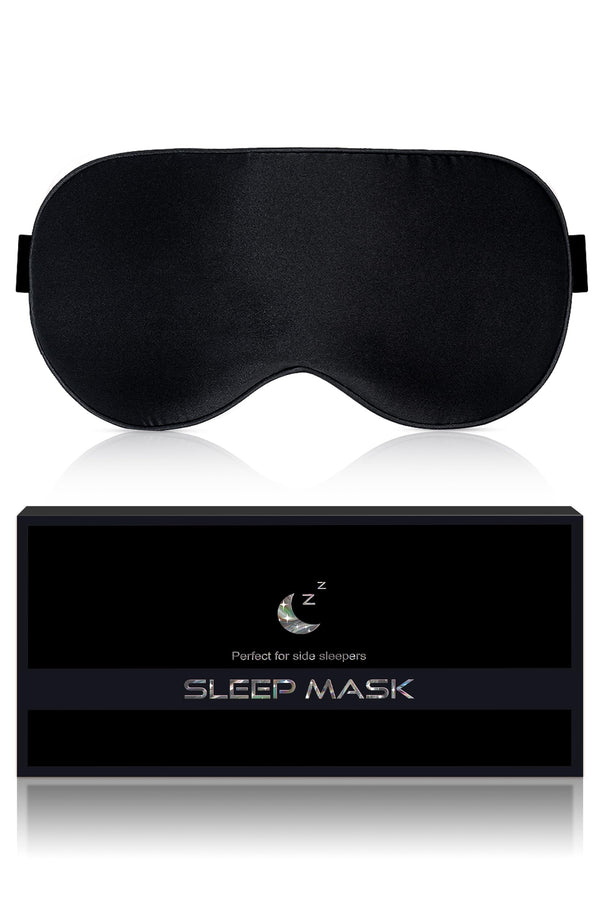 Aosun Silk Sleep Mask for Side Sleepers, 100% Organic Mulberry Silk, 98% Light Blocking Sleeping Mask with Adjustable Strap for Women, Men, and Children, Sleep Eye Mask for Travel Gadget, Black