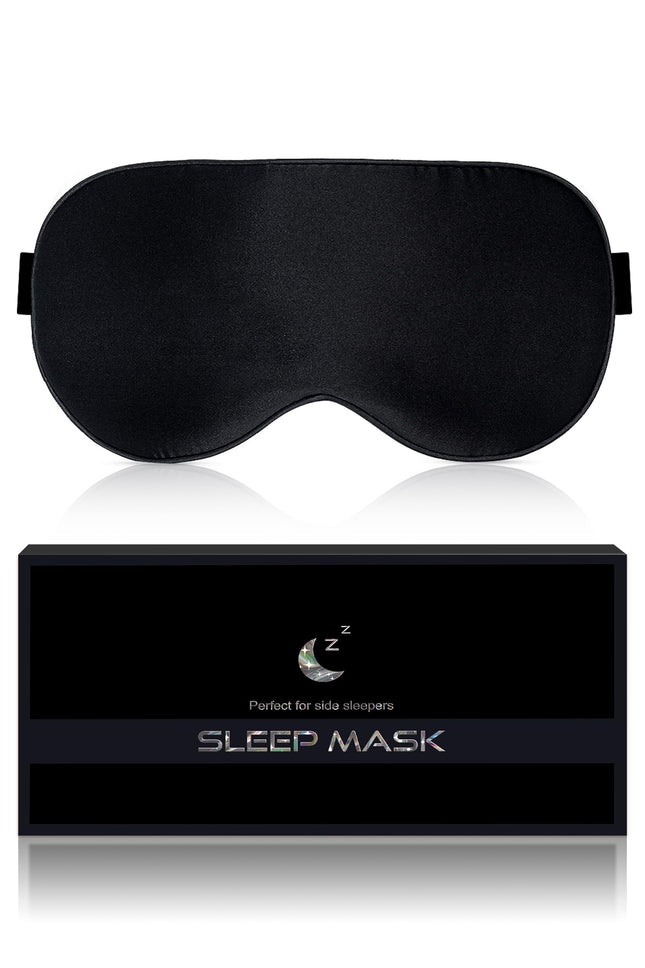 Aosun Silk Sleep Mask for Side Sleepers, 100% Organic Mulberry Silk, 98% Light Blocking Sleeping Mask with Adjustable Strap for Women, Men, and Children, Sleep Eye Mask for Travel Gadget, Black
