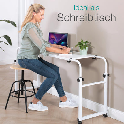ELONEO maxVitalis overbed table on castors, height-adjustable/width-adjustable, overbed table, mobile desk, nursing table, laptop table, bedside table, width 119-190 cm &amp; height 78-120 cm