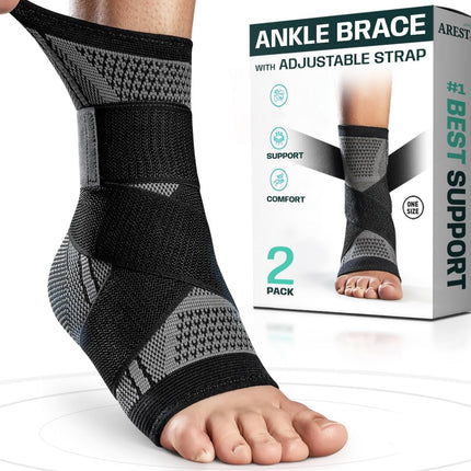 AREST (2-pack) Ankle Brace - Adjustable Ankle Brace - Ankle Support for Sports - Ankle Brace for Left and Right