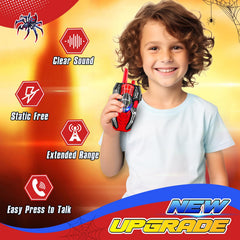 Joellfuner Walkie Talkie Children, Spider Toy Gift Walkie Talkies for Children from 3 4 5 6 7 8 9 10 Years Boy, 2 Radios to 300 m Range Children's Toy Walkie Talkie Outdoor Games