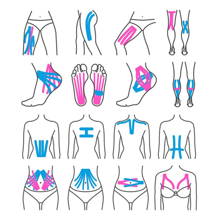 Ceeport Kinesiology Tape (5cm x 5m, 3 Rolls) Elastic Kinesiotape Muscle Tape for Joint and Muscle Support, Shoulder, Ankle, Elbow, Wrist, Knee Pain Relief (Black+Pink+Blue)
