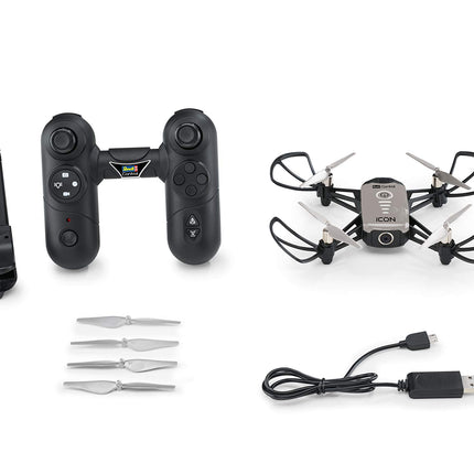 Revell Control Camera Quadrocopter ICON I 2 control options I Optical Flow Technology I Face recognition I Gesture control I HD camera I 10 minutes flight time I Suitable for indoor and outdoor use