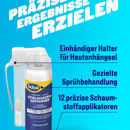 Scholl Freeze Away Wart Remover Set, removes skin tags in 1 treatment, clinically proven to remove warts on the neck, chest, armpit, back and groin, 12 treatments