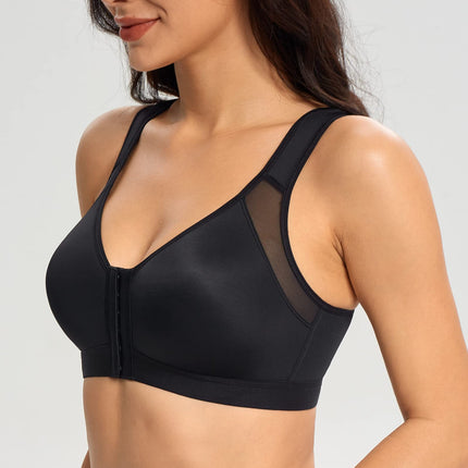 Lemorosy Women's Front Closure Plus Size Full Cup Back Support Bra (Black, 80B)