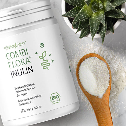 Effective Nature Organic Inulin Powder - 100% soluble fiber powder from organic agave, gluten-free, vegan - 450g