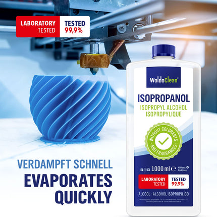 Isopropanol 99.9% cleaning alcohol &amp; degreaser - 1000 ml for household, workshop, electronics, glass, plastic &amp; metal