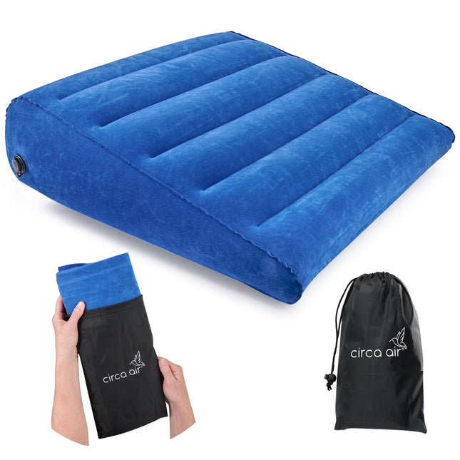 Circa Air Inflatable Wedge Pillow for Travel - Lightweight &amp; Portable Travel Wedge Pillow for Sleeping, Acid Reflux, GERD, Snoring for Back, Leg Elevation &amp; Knee Support Bed Wedge Pillow