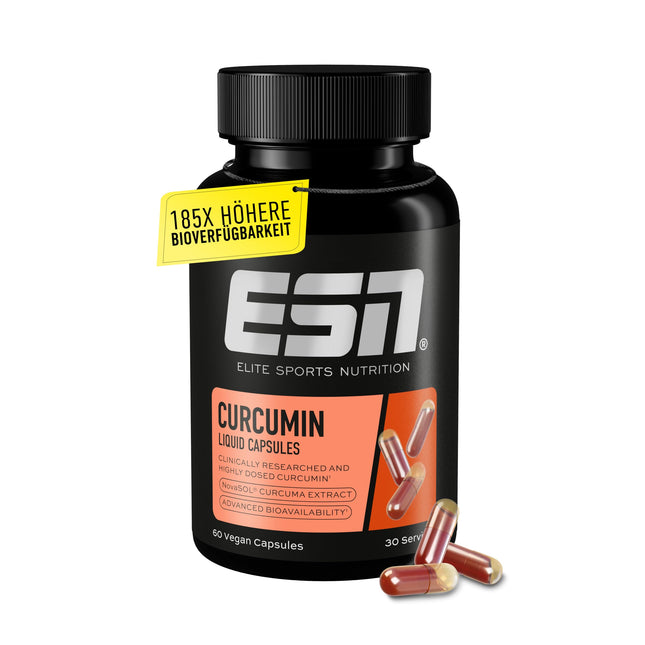 ESN Turmeric Capsules, 60 Capsules, 1000 mg Curcumin per Serving, from patented NovaSOL, 185x higher bioavailability due to liquid form, vegan, made in Germany
