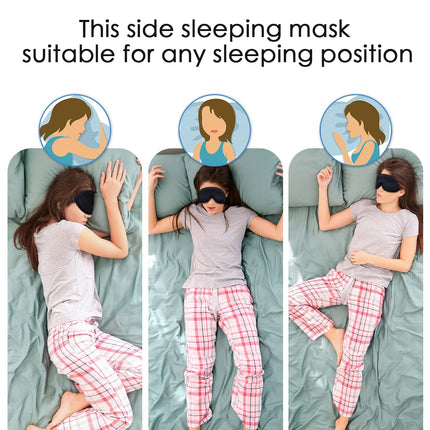 Sleep mask for side sleepers, 3D sleep mask for men, women, soft and breathable eye mask, 100% light-blocking sleep mask with adjustable strap for travel