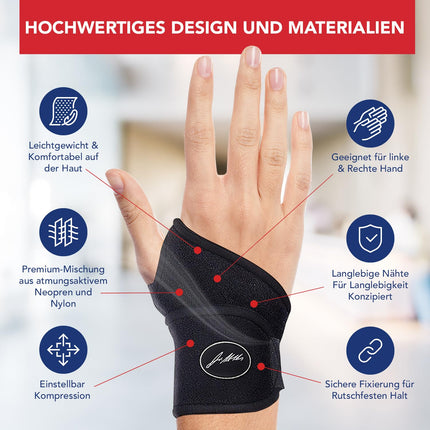 Designed by doctors, lightweight wrist braces, wrist support, tendonitis wrist brace, carpal tunnel splint, right and left hand brace, black, single pack