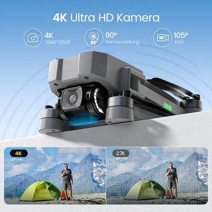 Holy Stone HS440G Drone with 4K Camera for Adults, 23 Min Long Flight Time, Brushless Motor, GPS Follow Me, Auto Return, 5G FPV Transmission, Foldable Camera Drone Under 249 g for Beginners, C0