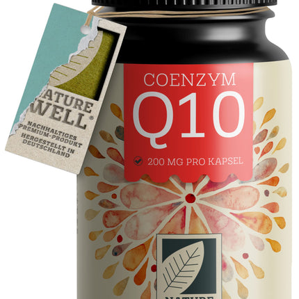 Q10 capsules high-dose 120x with 200mg coenzyme Q10 per capsule, high-quality coenzyme Q10 vegan from fermentation, without unwanted additives, supply for 4 months - NatureWell