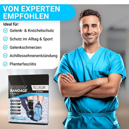FIT MEDIC Ankle Brace | Professional Foot Brace Adjustable &amp; Flexible | Unisex Ankle Brace for Ankle Sports Football Achilles Tendon Ankle Protection Joint Pain Against Sprains