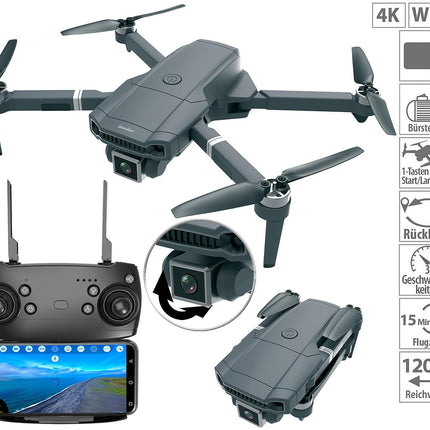 Simulus Quadrocopter: Foldable Wi-Fi drone with brushless motor, integrated 4K live view camera (drone with HD camera, RC drone, helicopter)