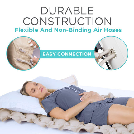 Alternating Pressure Mattress by Vive - Includes Electric Pump &amp; Mattress Pad - Best Inflatable Bed Pad for Pressure Ulcer and Pressure Sore Treatment - Fits Standard Hospital Beds