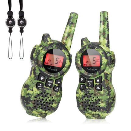 Ryaco 2X Walkie Talkies Set Children's Radios 1-3KM Range 8 Channels with Backlit LCD Flashlight Walkie Talkie Children's Toys for Outdoor Adventures, Camping, Hiking