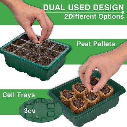 YAUNGEL Indoor Greenhouse Grow Box with Plant Lamp, 4 Pieces Mini Greenhouse Grow Set with Timing Controller Adjustable Brightness, Thicken Small Greenhouse with Raised Lid