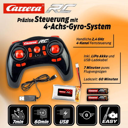 Carrera RC Quadrocopter X2 Drone | With flashing LED position lights | 3D looping function | Autostart &amp; landing function | 17.6 cm long | Ages 12 and up | Beginner &amp; Advanced mode