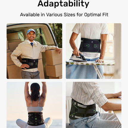 Rakiie Back Support Belt for Men and Women, 8-Way Lumbar Support with 3D Pad and Massage, Breathable Back Brace for Back Pain Relief (XL)